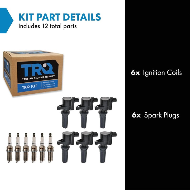 TRQ Ignition Coil and Spark Plug Kit 6 Piece Iridium Spark Plugs Compatible with 2000-2005 Lincoln LS 2003 Jaguar S-Type - Image 2